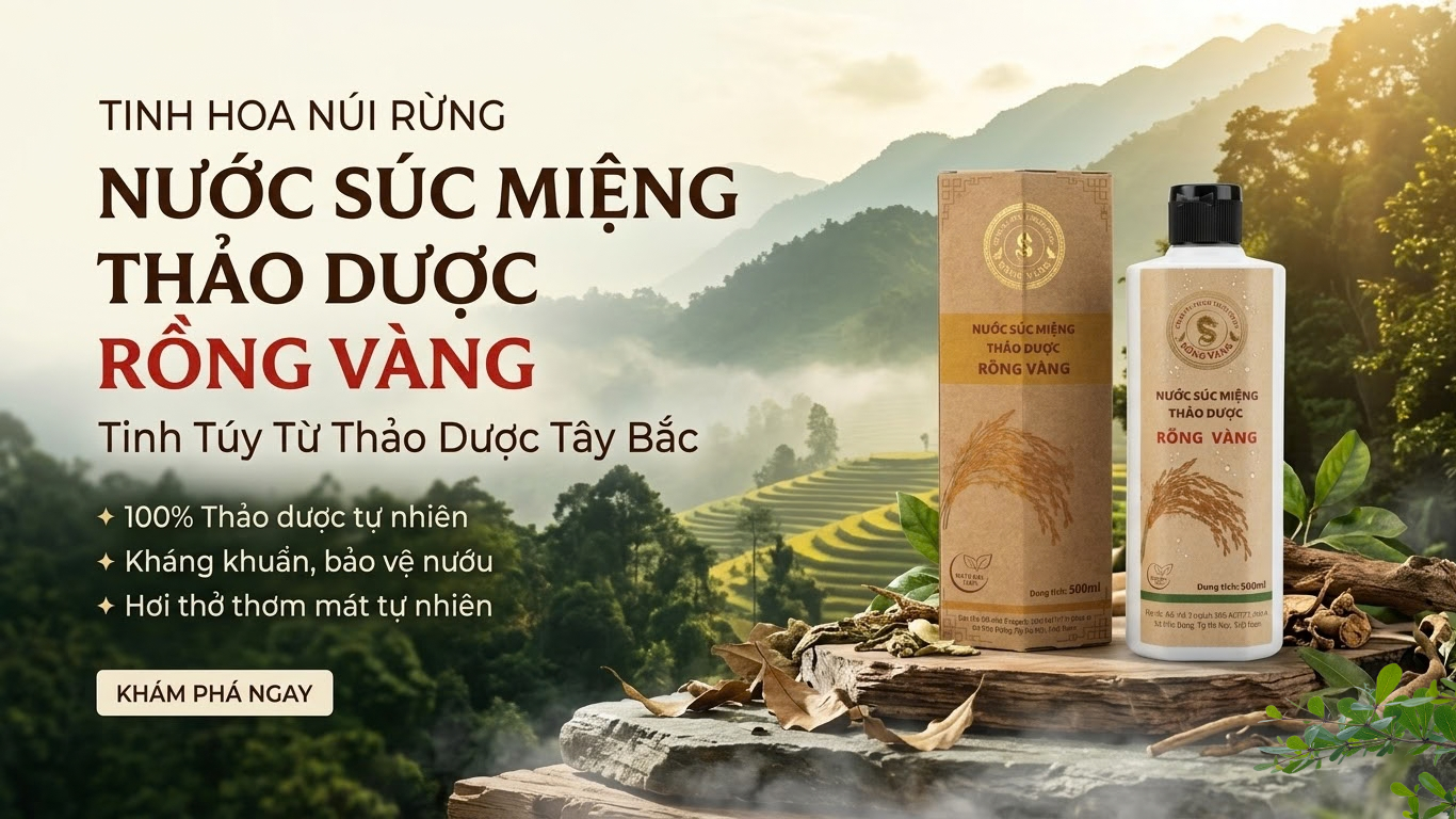 Nước súc miệng thảo dược Rồng Vàng làm sạch mảng bám và thơm mát tự nhiên